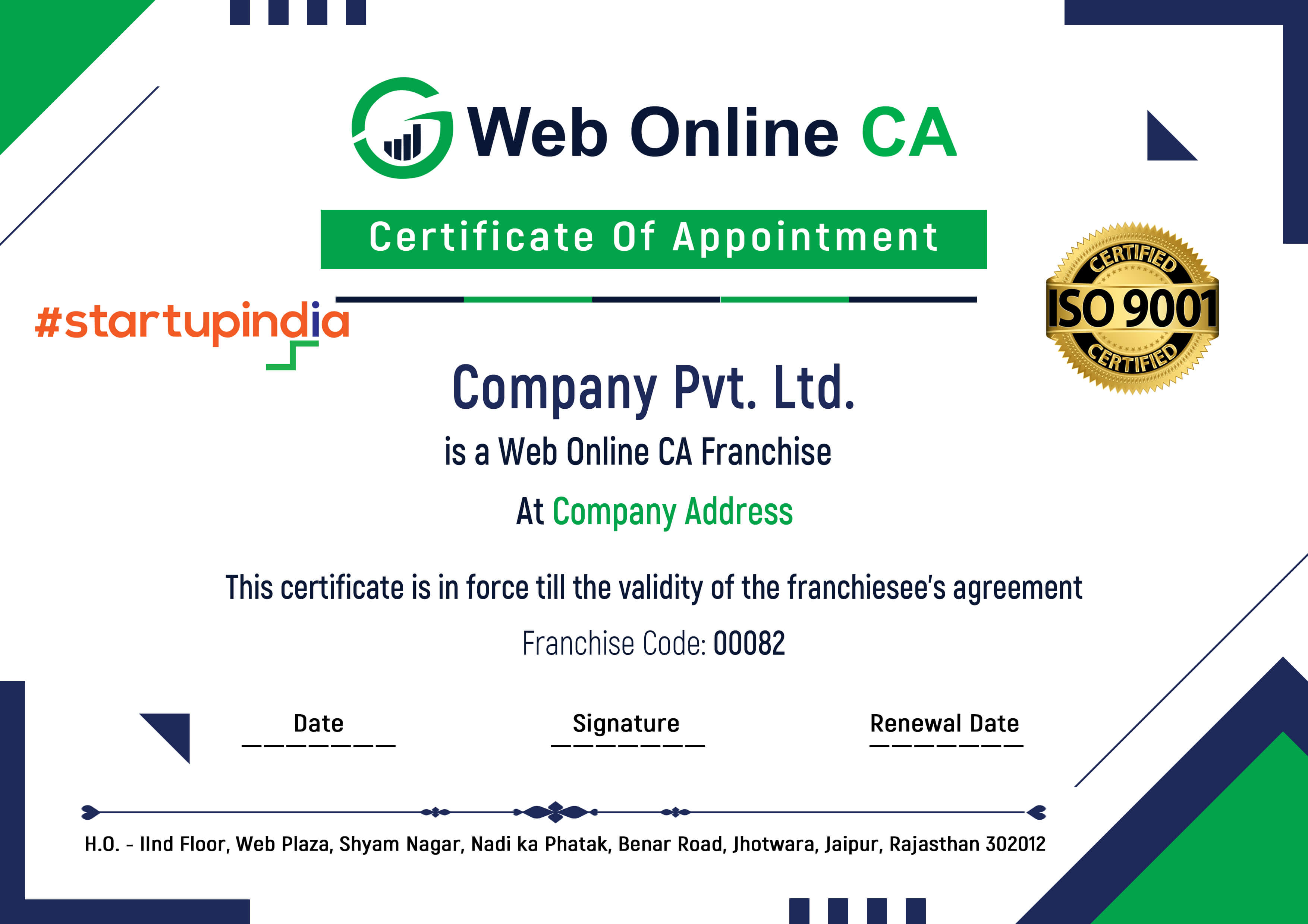 Franchise certificate